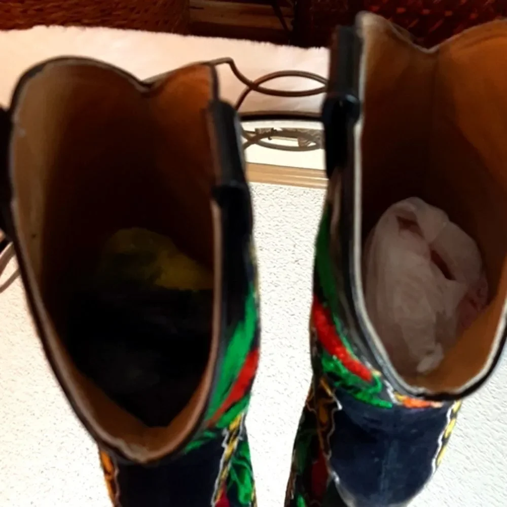 WOMANS GALERIA Embroidery Turkish Leather Boots 37 = 6 M Unique Luxury‎ Shoes